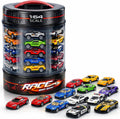 Juego de 25 piezas de autos fundidos a presión en bañera de transporte de almacenamiento, colección de vehículos fundidos a presión de aleación de metal a escala 1:64 para niños