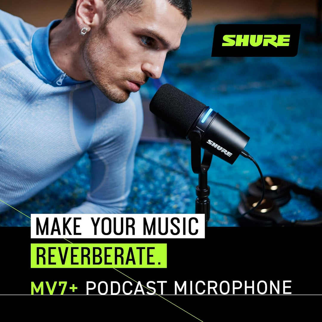 Shure MV7+ - Micrófono dinámico para podcast con soporte, certifica...