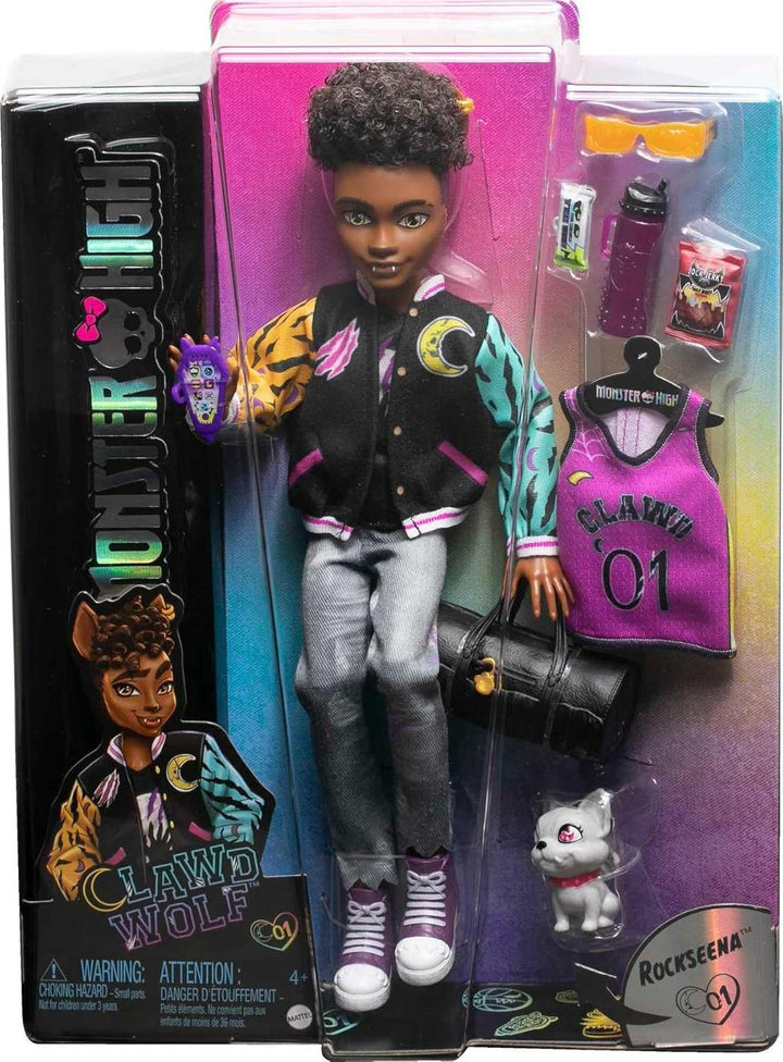 Muñeca de Monster High, muñeca Clawdeen Wolf con bulldog gárgola ma...