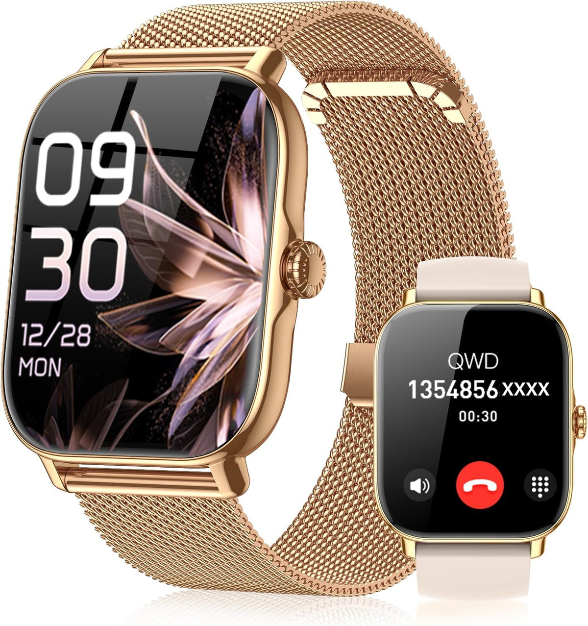 Reloj inteligente para mujeres y hombres, responde/hacer llamadas, IP68 impermeable rastreador de actividad física con monitor de sueño, reloj inteligente compatible con Android iPhone (funda