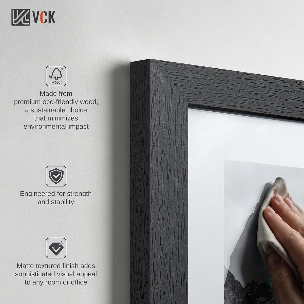 Juego de 5 marcos de fotos de 8 x 10 pulgadas, madera de alta gama, para pared de galería