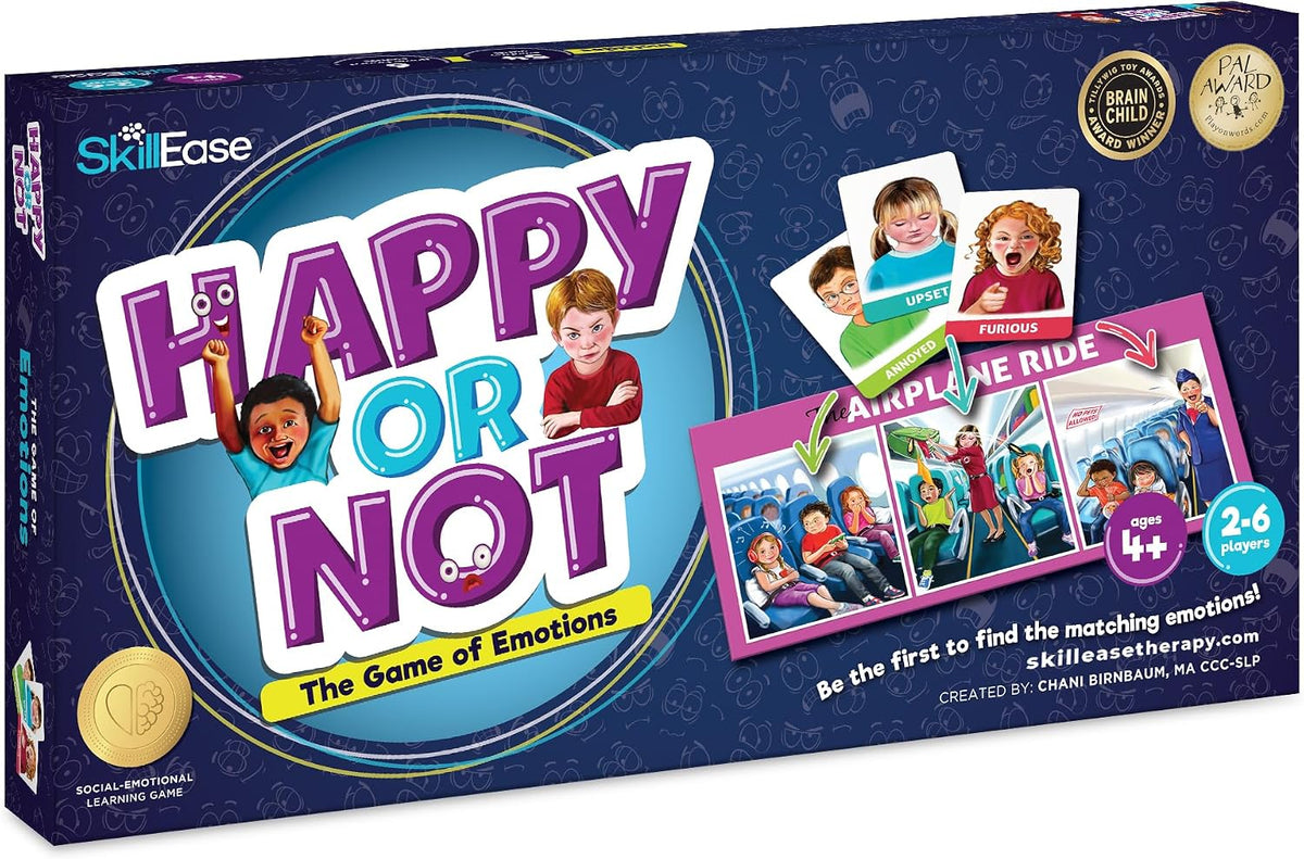 SkillEase Happy or Not, Bingo Emociones y Sentimientos Actividad para Habilidades Sociales, Actividades de Aprendizaje Social Emocional, Juego de Terapia y Consejería para Niños, Juego de Terapia del Habla,