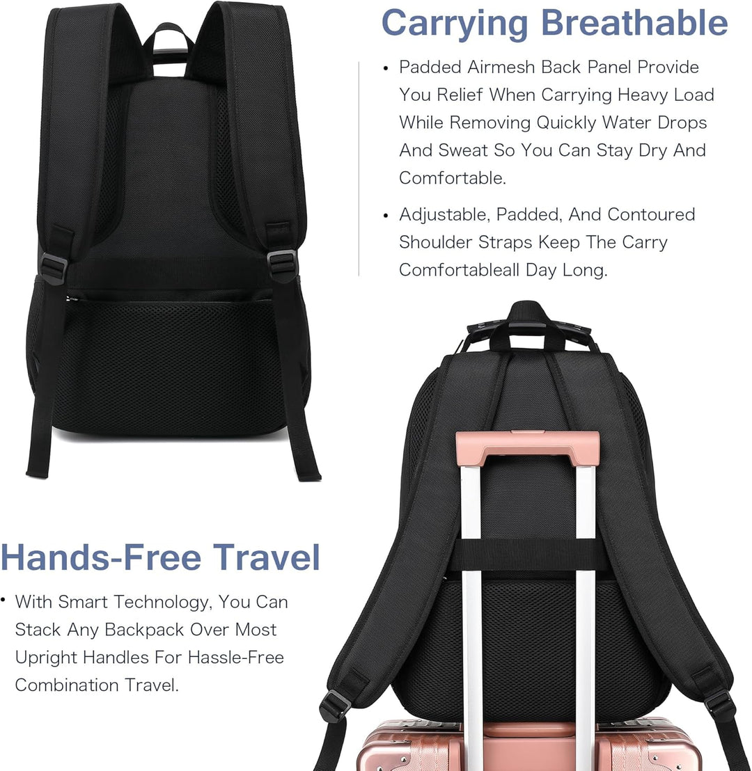 Mochila para laptop Boavan para hombre (Negro, 15.6), Elegante