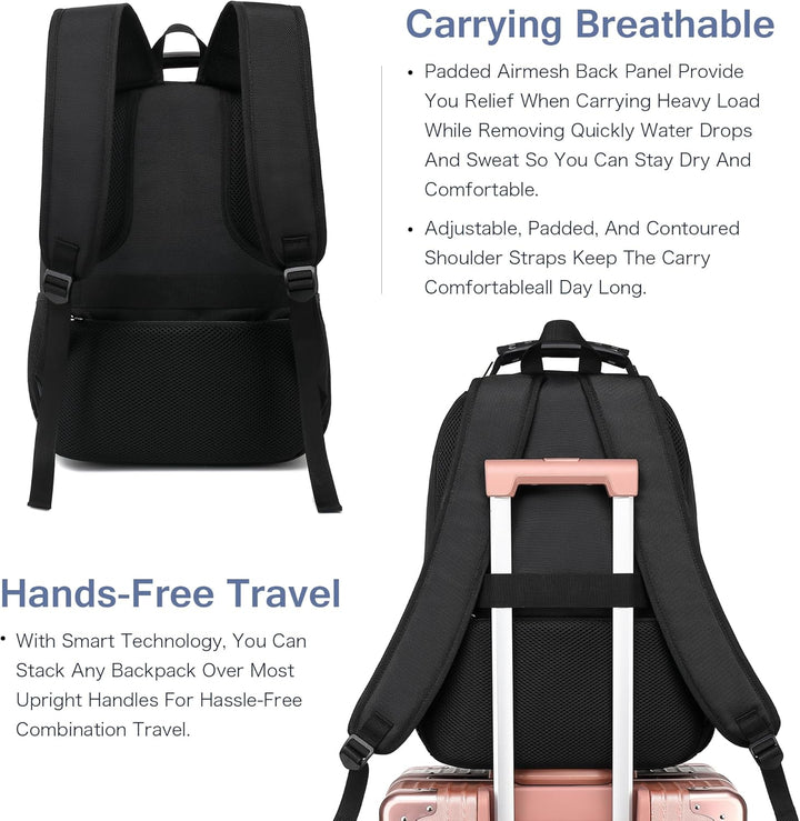 Mochila para laptop Boavan para hombre (Negro, 15.6), Elegante