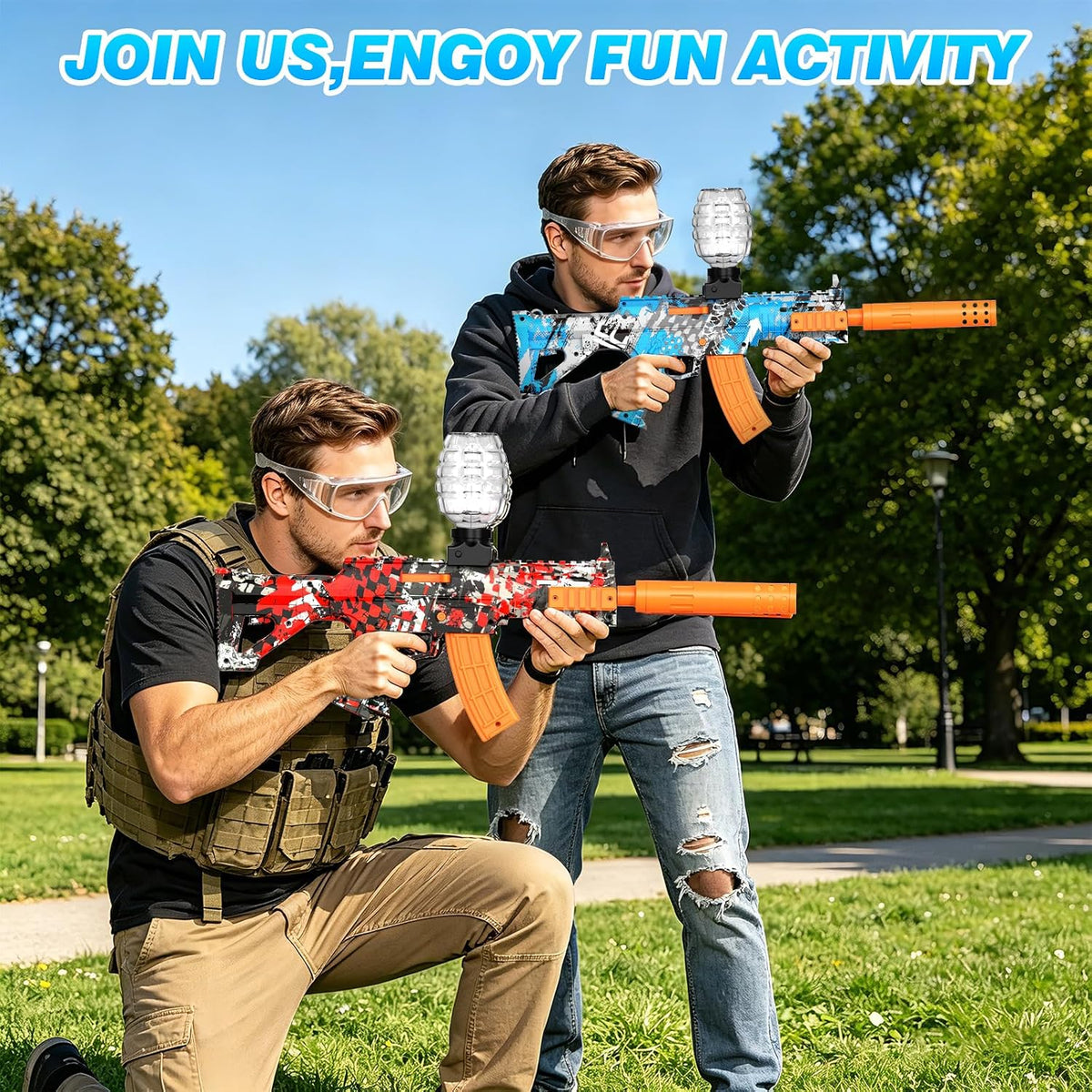 Paquete de 2 lanzadores de salpicaduras, kits de juguete de Splat Blaster totalmente automático, 50000+, 10 Rs por segundo, tolva de 600, juguete de actividades de juego en equipo al aire libre, 2