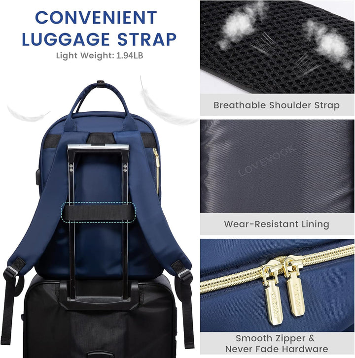 LOVEVOOK - Mochila para portátil de mujer, mochila de trabajo de mo...
