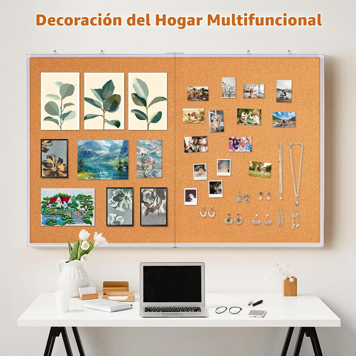 Maxtek Tablero de corcho de 48 x 36 pulgadas, tablero de anuncios grande