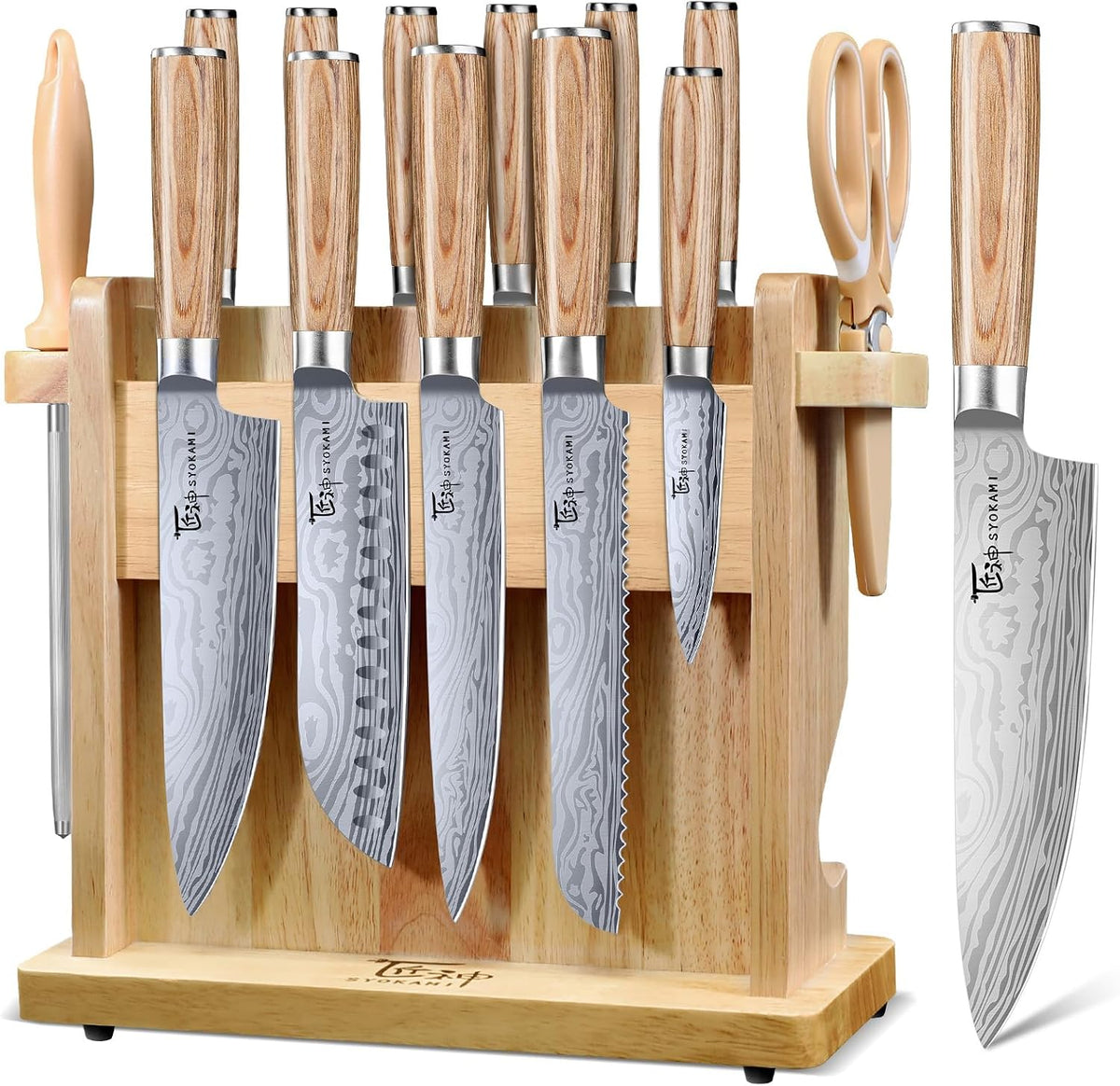 2026 - Juego de cuchillos de cocina japoneses con bloque estilo Torii