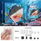 Juego de microbloques de construcción de diseño de animales de tiburón 3D, decoración única de pared para el hogar o exhibición de mesa, no compatible con Lego, juguete de regalo ideal para adultos y niños y niñas de 14 años en adelante (1644 piezas)