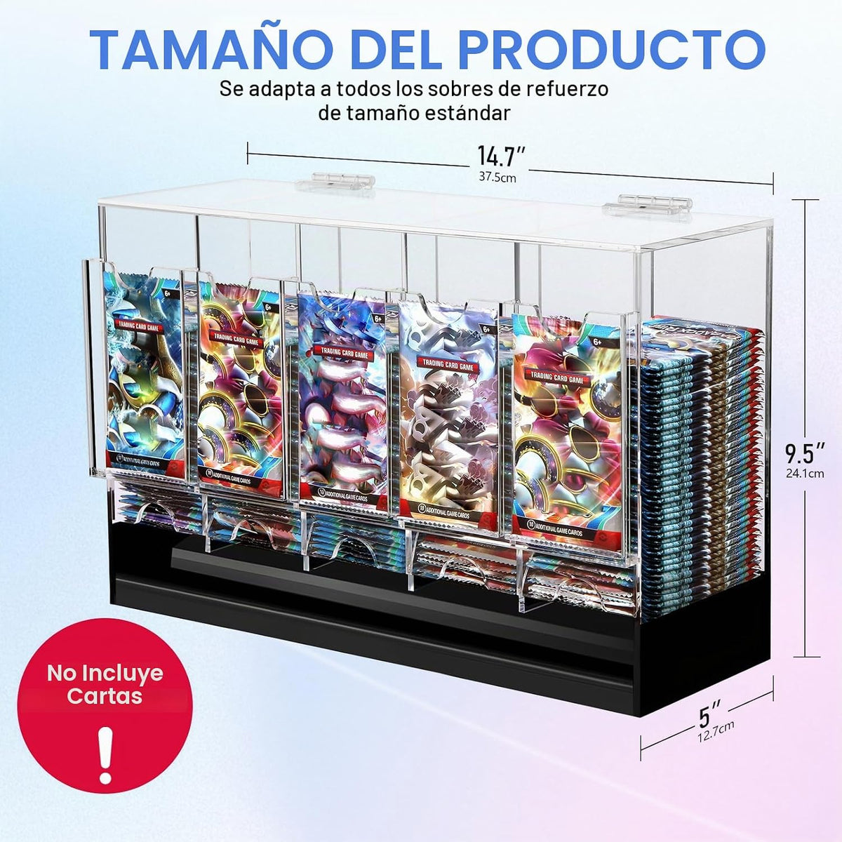 CHEPULA Dispensador de 5 ranuras, dispensador de tarjetas, caja de refuerzo acrílica para tarjetas intercambiables, paquetes de refuerzo deportivos (apertura de la tapa superior)