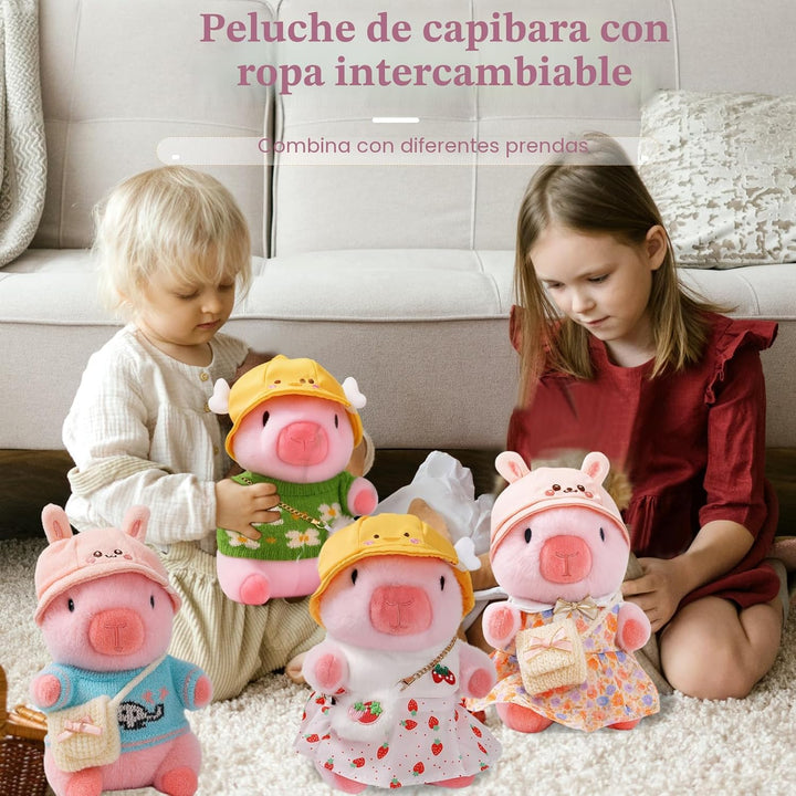 TITQWOP Bonito peluche Capybara de 10.2 pulgadas con 9 piezas de ro...