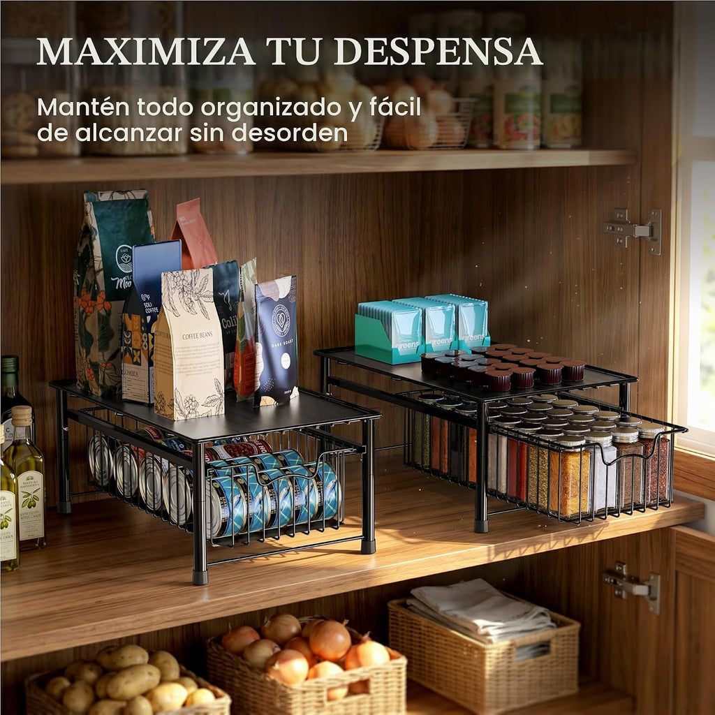 Simple Houseware - Cajón apilable, color negro