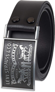 Levi's Cinturón de cuero para hombre con hebilla de placa extra...