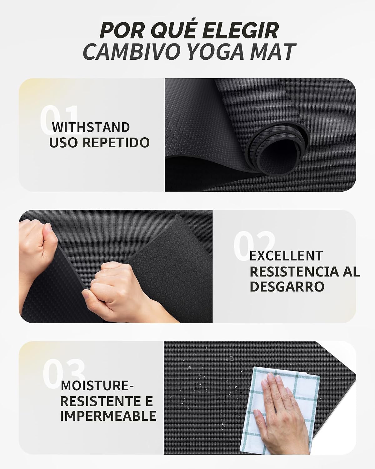 CAMBIVO Esterilla de yoga para mujeres y hombres, esterilla de ejercicio extra larga y ancha (72"x48"/84"x30"), esterilla de entrenamiento grande antideslizante para yoga, pilates, fitness