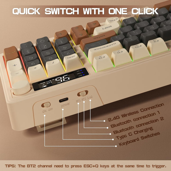 LexonElec Teclado Inalámbrico Gaming M96, Control de Perilla Blueto...