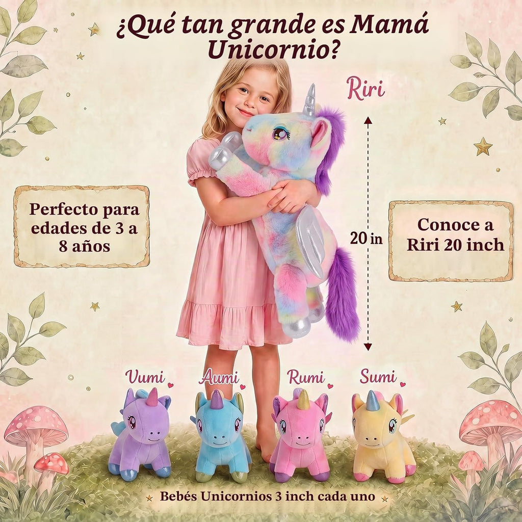 gnomantic Animales de peluche de unicornio con bebés en el interior