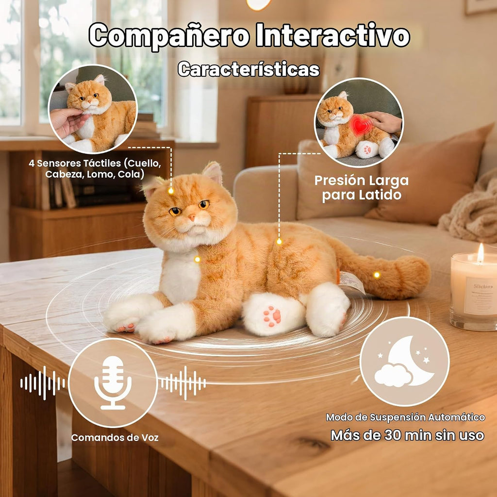 Chongker Animales de peluche de gato robot compañero realista para ancianos