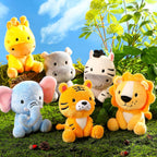 RoundFunny - 6 lindos animales de peluche de safari, juguetes de peluche de la selva de 7 pulgadas