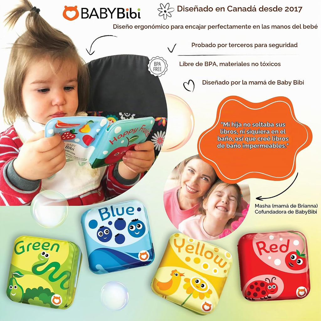 Libros flotantes de baño para bebés para bebés. Juguetes de baño de aprendizaje para niños. Juguetes de baño impermeables para niños pequeños. Juguetes educativos de baño para niños. (juego de 4: libros de baño de reconocimiento de colores)