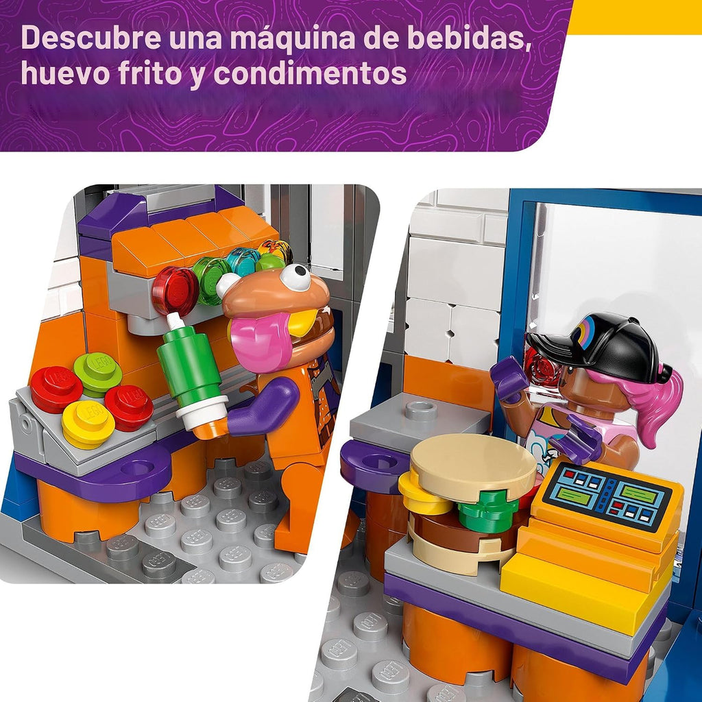 LEGO Fortnite Durrr Burger Restaurant - Juego de construcción de videojuegos para niños y niñas, a partir de 10 años - Fortnite Minifigures Beach Boss, Grimy y más - Idea de regalo para cumpleaños y fanáticos de los juegos - 77076