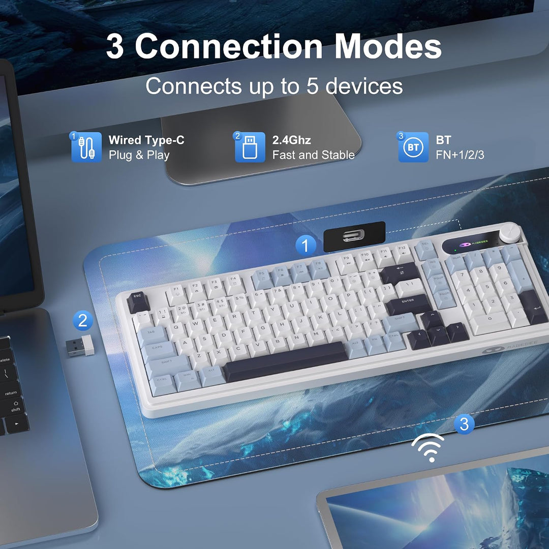 MageGee GK960 Teclado inalámbrico, 98 teclas trimodo BT\/2.4G\/tecl...