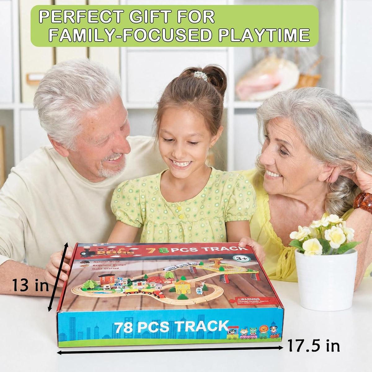 Juego de trenes de madera de 78 piezas para niños pequeños - Kits de vías