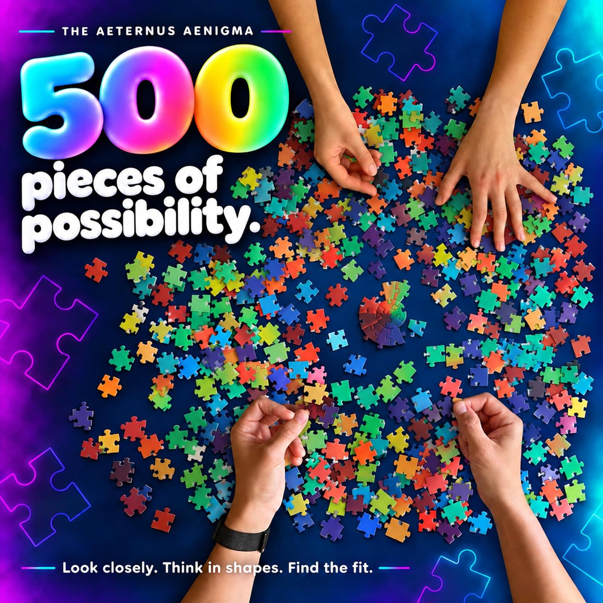 Rompecabezas redondos de 500 piezas - CMY Cubes - paleta arco iris - rompecabezas de rueda de colores que cambia - juego intelectual difícil y desafiante para adultos y adolescentes - ¡rompecabezas