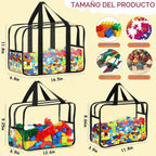 6 unidades Bolsas de almacenamiento de juguetes Grande, XL, XXL con etiquetas Organizador de juguetes transparente
