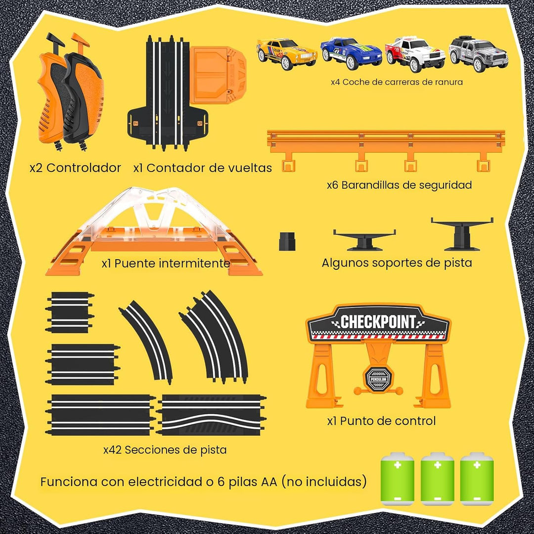 Juegos de Pistas de Carreras de Coches con Ranuras con 4 Coches de...