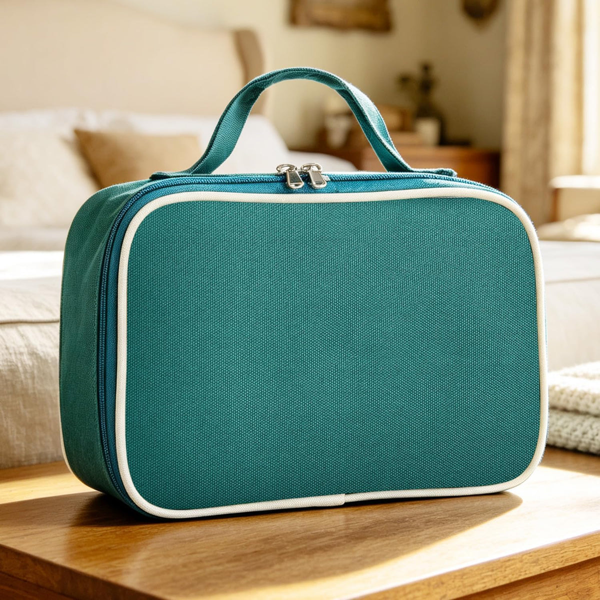 Juego de mahjong americano prémium con bolsa de transporte duradera verde, 166 azulejos blancos, incluye fichas y dados, juego de azulejos Mahjong portátil de viaje completo