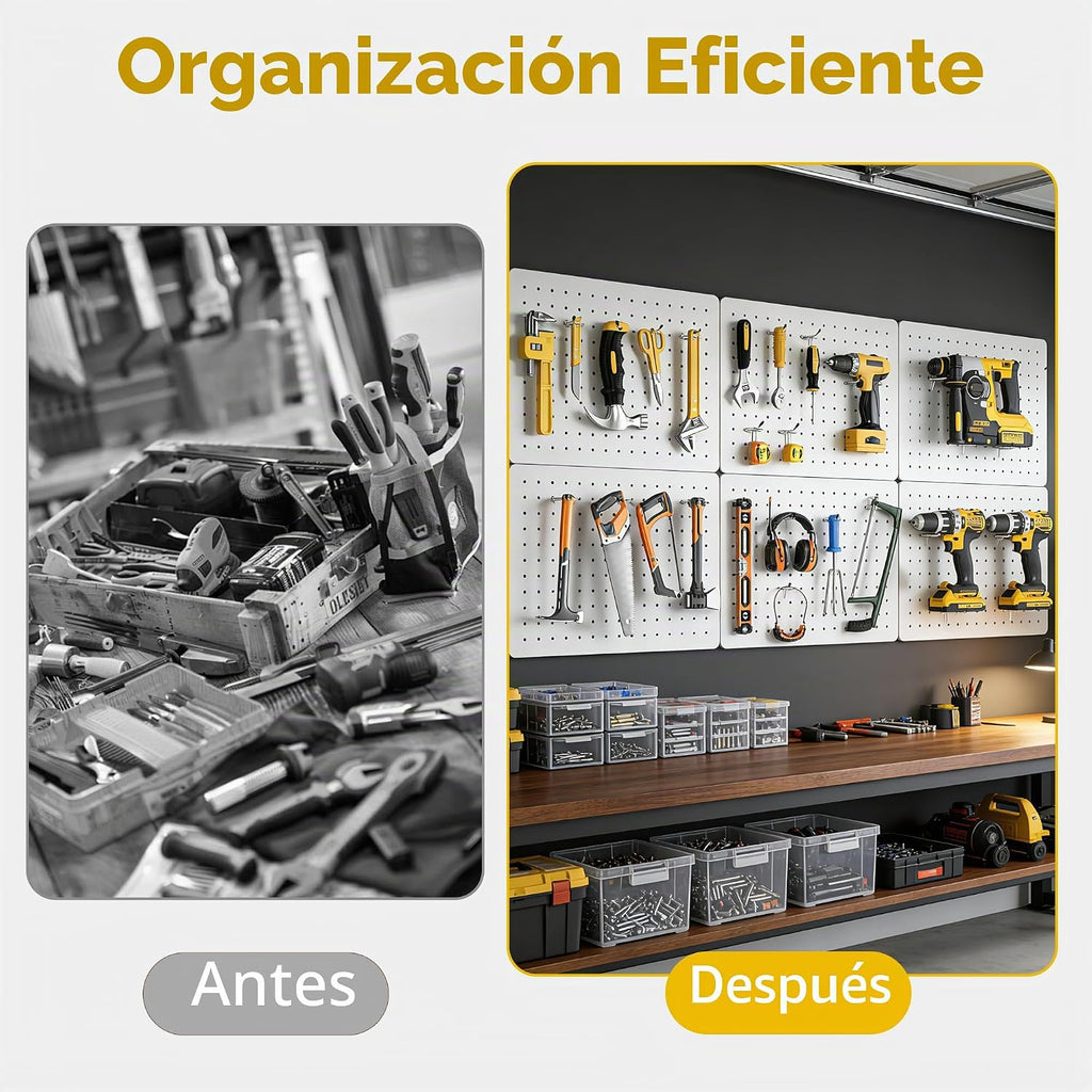 Kit organizador de tablero perforado, paquete de 6 paneles de metal de