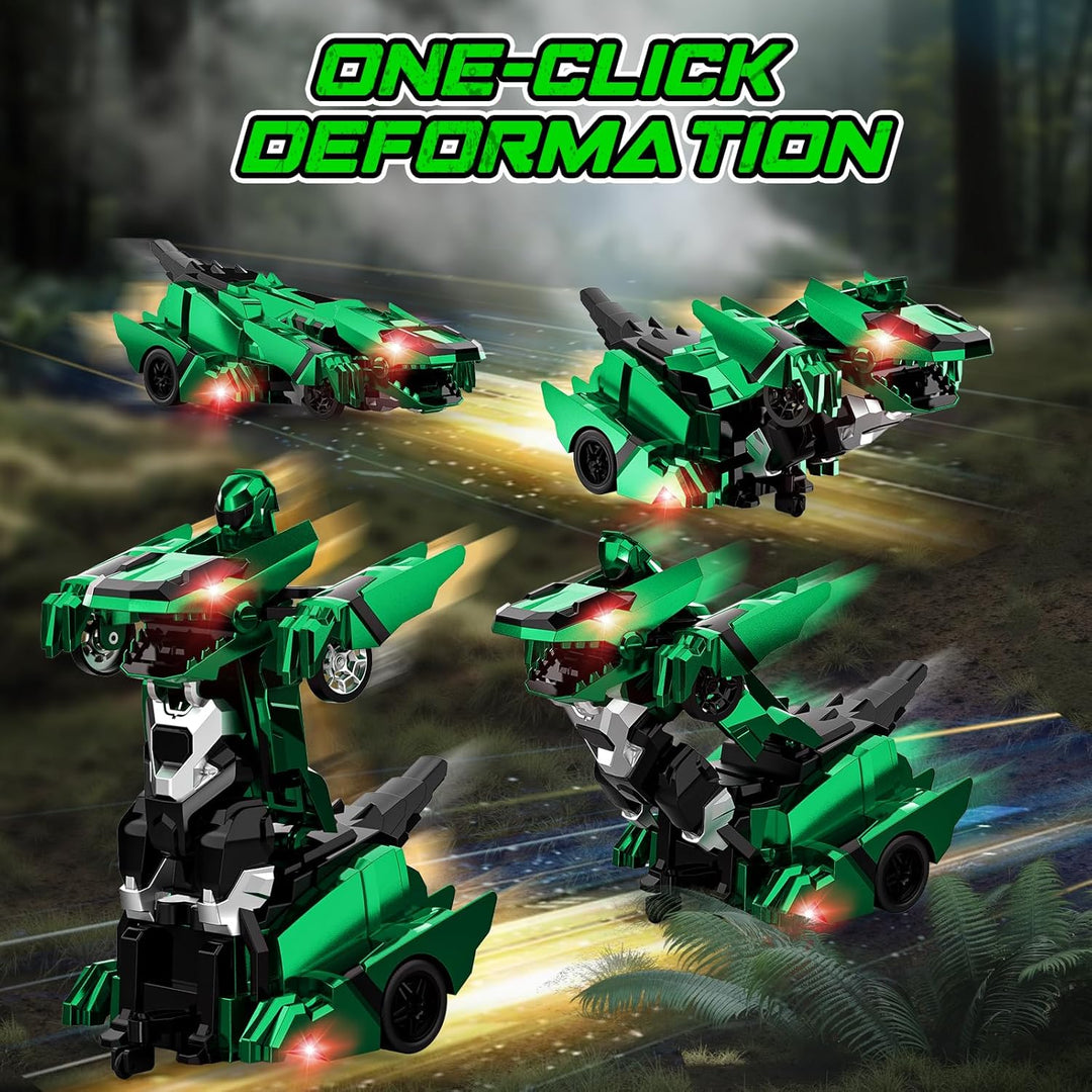 Kroyedfuw Coches de control remoto de dinosaurio, robot transformad...