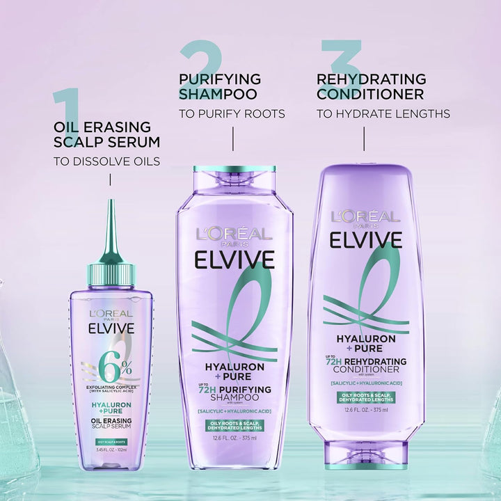 L'Oreal Paris Elvive Hyaluron + Pure - Juego de champú y acondi...