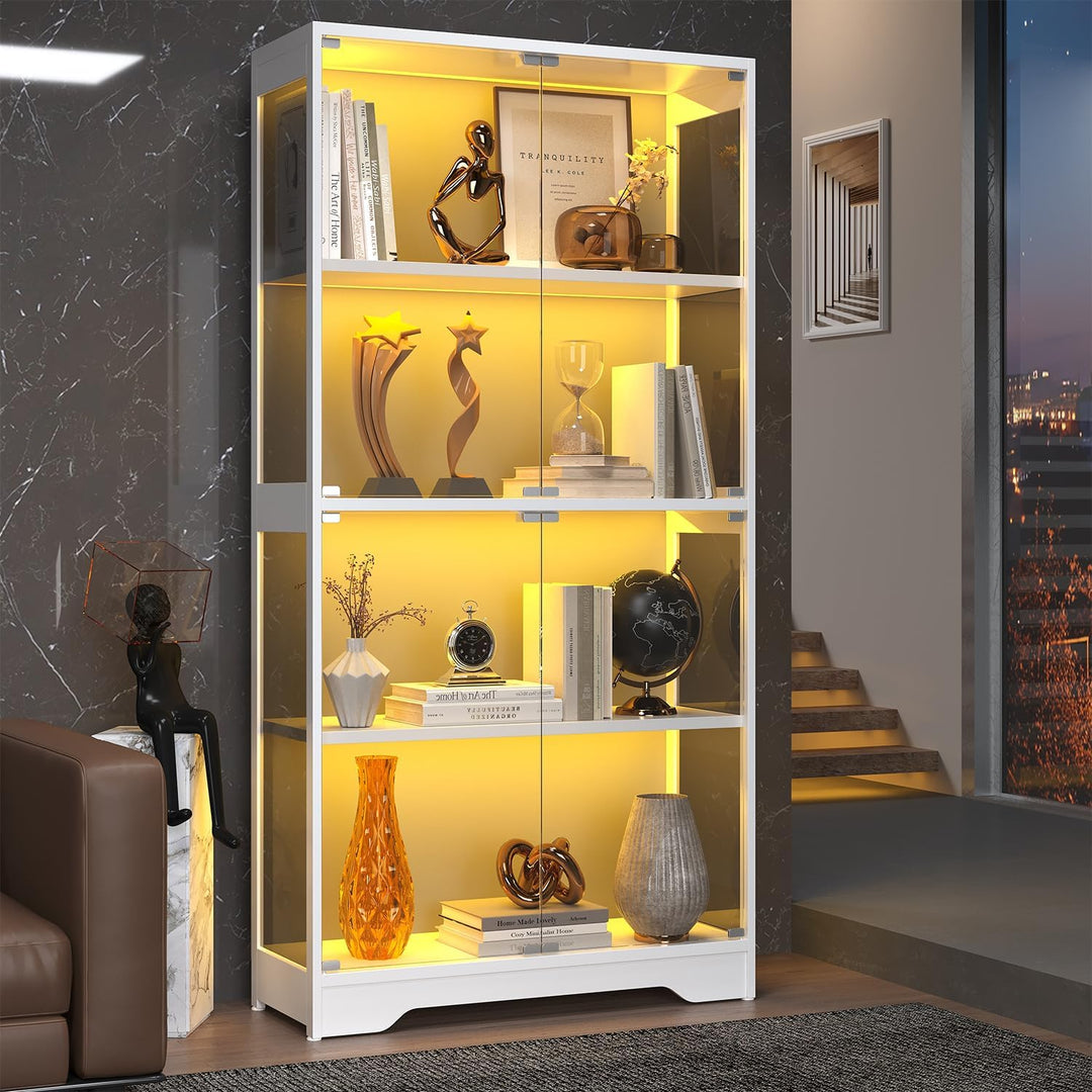 knoworld Vitrina con puertas de cristal, gabinete Curio de 63 pulga...