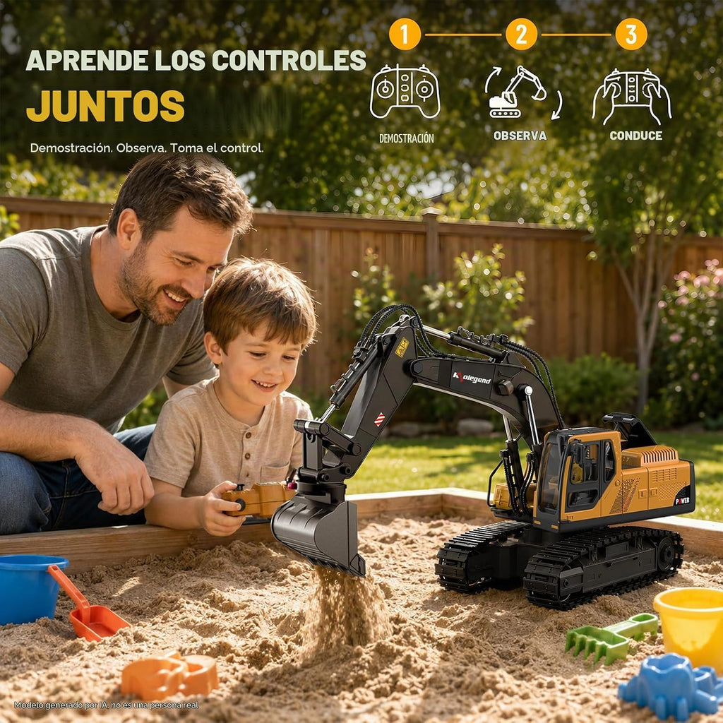 Juguete de excavadora a control remoto 3 en 1 de 14 canales, juguete de excavadora RC para niños de 3 a 12 años con cubo, garra, taladro de 2.4 GHz, vehículos de construcción completamente funcionales, juguetes de regalo para niños de 6, 7, 8, 9, 10 años