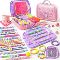Kit de fabricación de pulseras de la amistad y telar de tejido de bricolaje, más de 500 cuerdas coloridas, bandas y cuentas, regalo creativo de artes y manualidades para niñas de 6 a 12 años, regalo de Navidad ideal para niñas de 5, 6, 7, 8 a 12 años