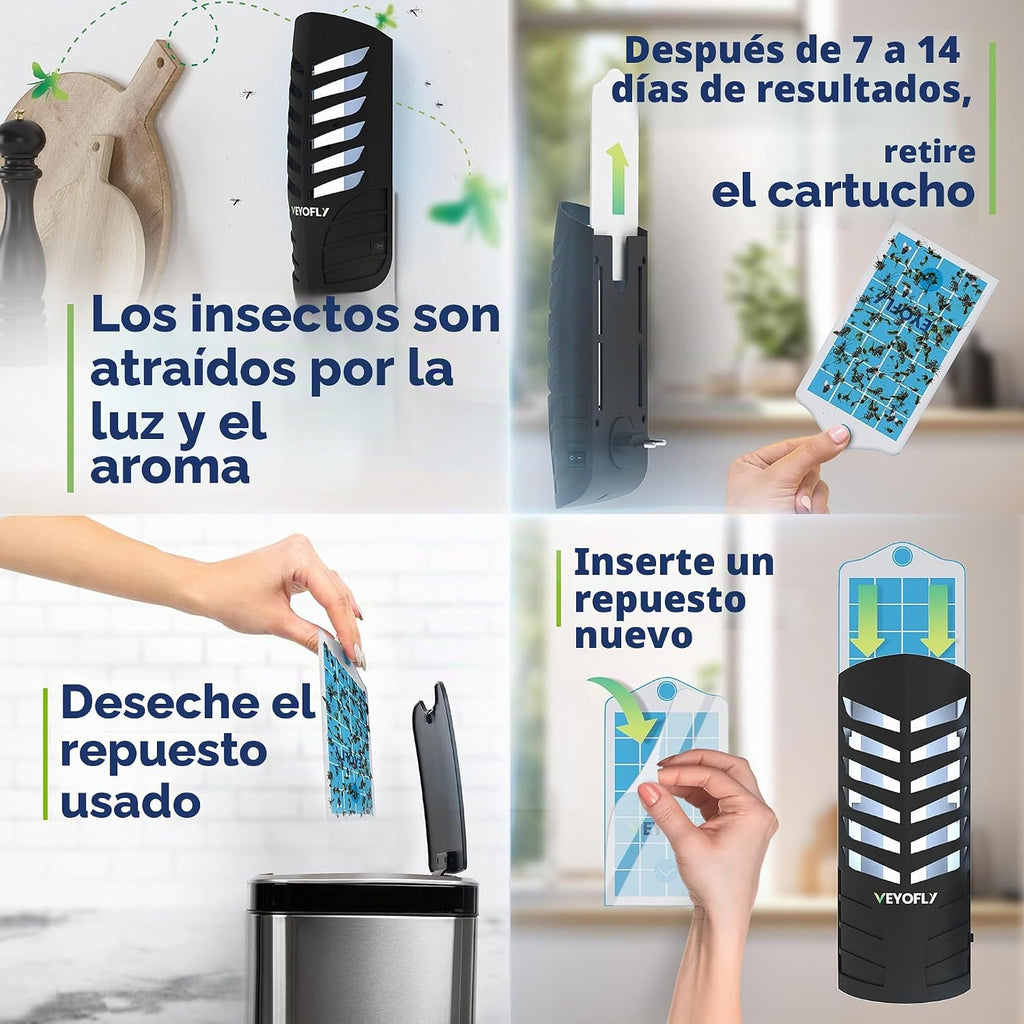 VEYOFLY Trampas para moscas de frutas para interiores enchufables UV