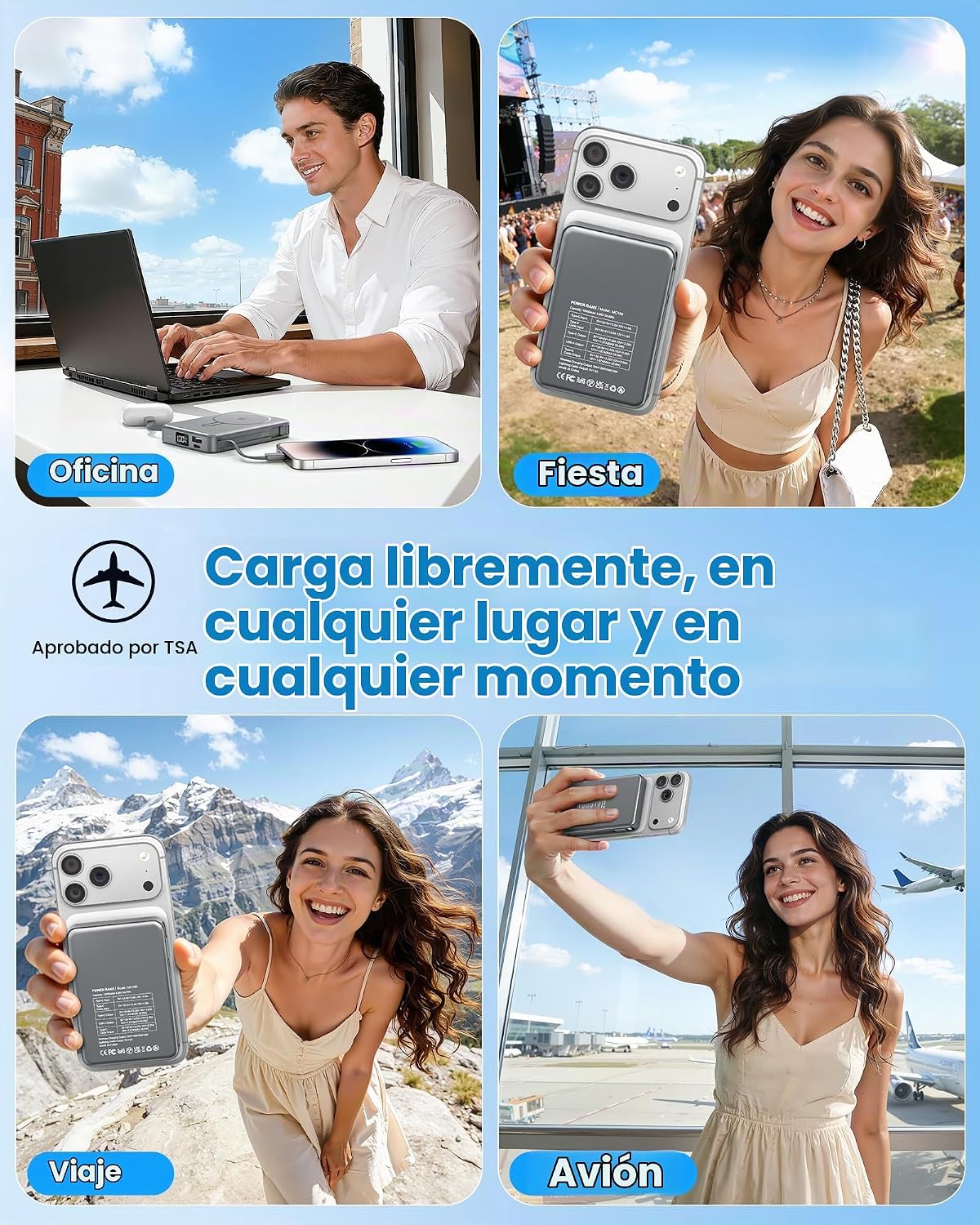 Cargador portátil magnético, cargador de batería de carga rápida de...