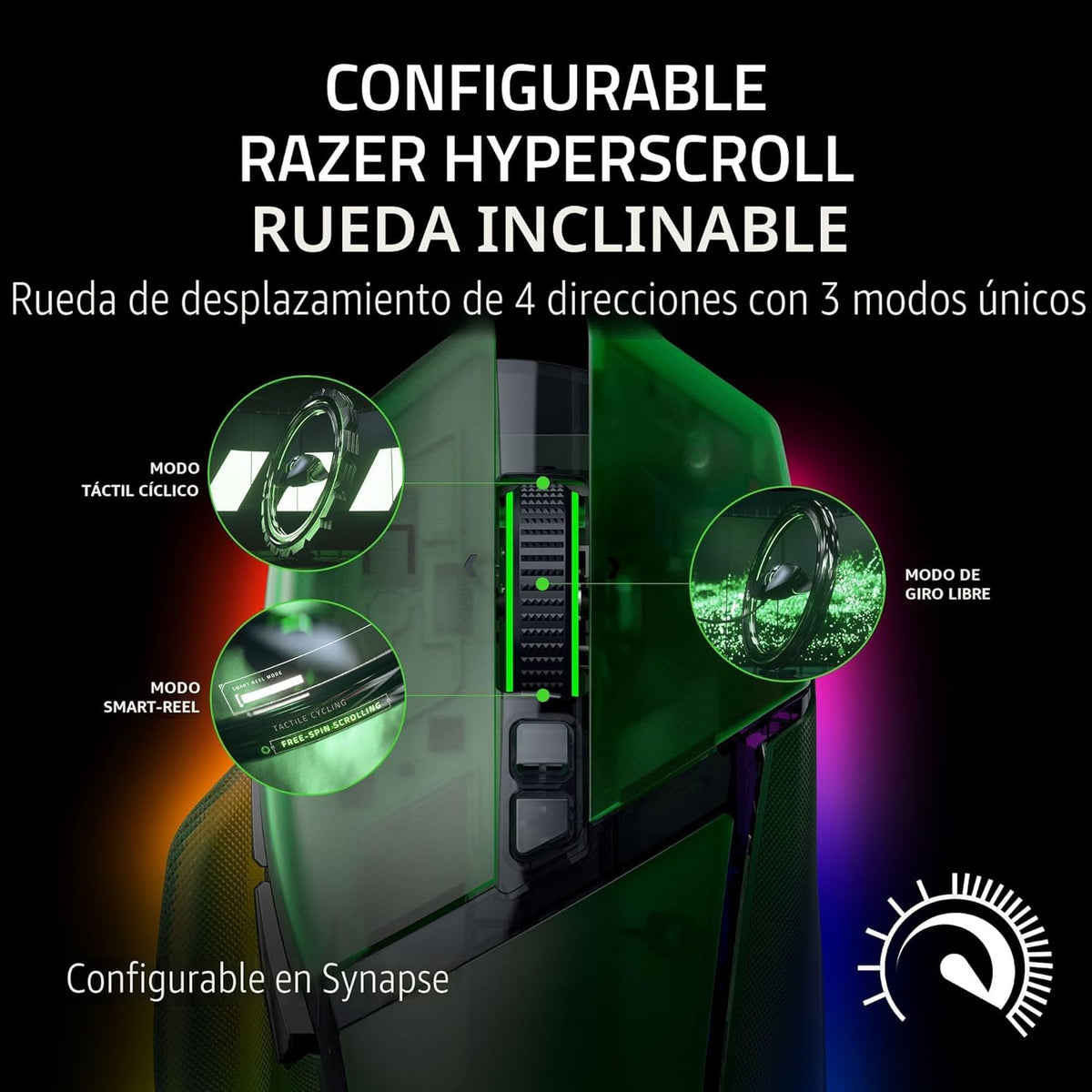 Razer Basilisk V3 Pro 35K Mouse inalámbrico para gaming: rueda incl...