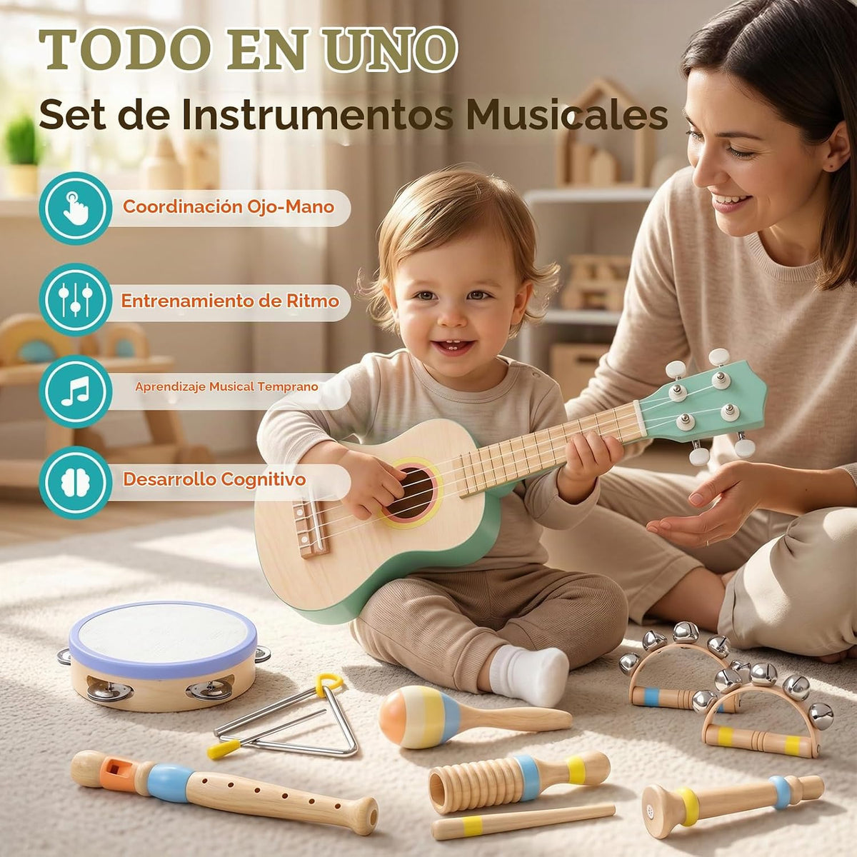 MGparty Juego de guitarra para niños pequeños, instrumentos musicales de