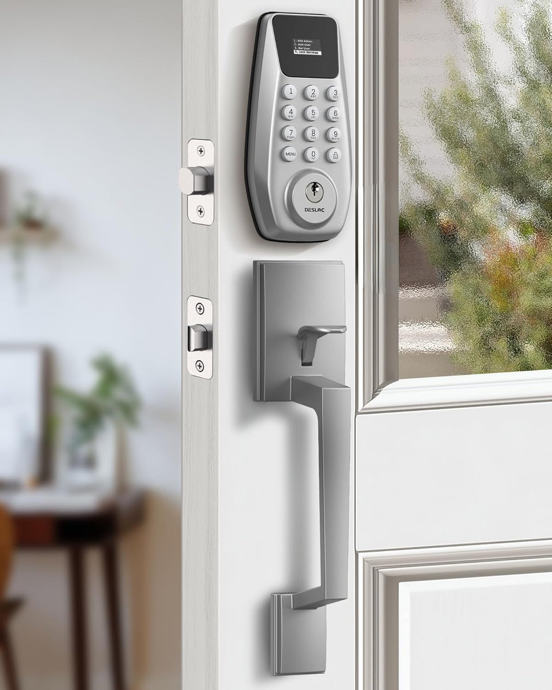 DESLOC C100 - Cerradura de puerta de entrada sin llave con juego de...