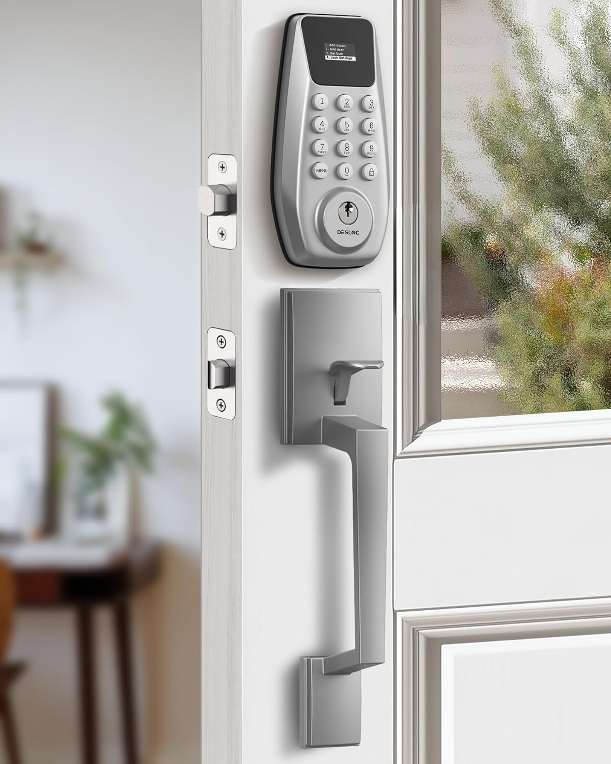 DESLOC C100 - Cerradura de puerta de entrada sin llave con juego