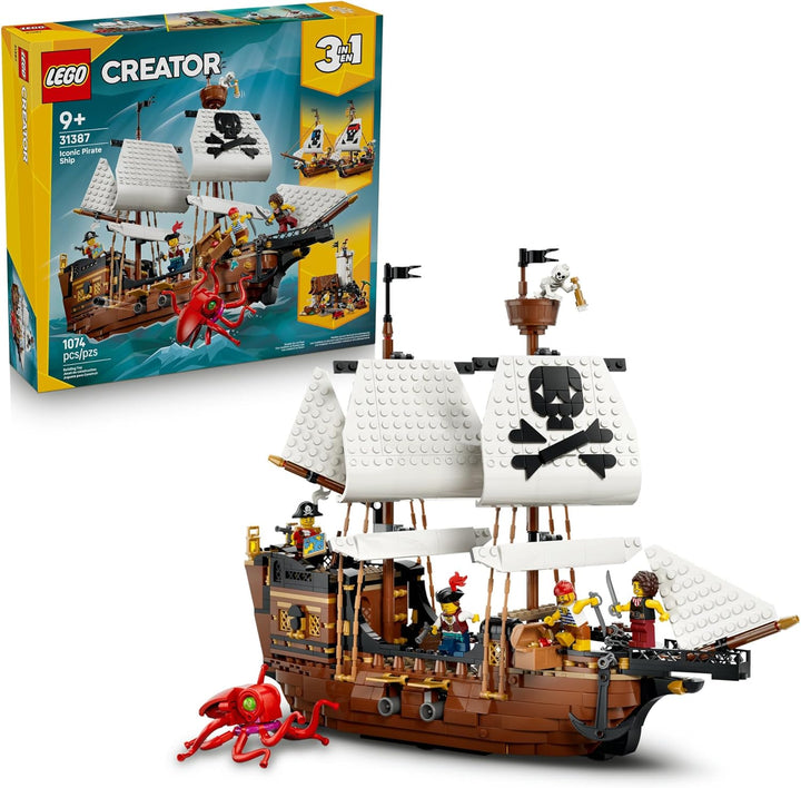 LEGO Creator 3 in 1 Iconic Pirate Ship Toy - Building Set for Boys...