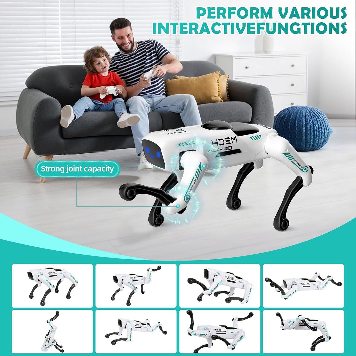 Perro robot inteligente para niños, mascota robótica de aprendizaje STEM con control remoto y aplicación, más de 30 acciones, juguete programable, regalo para niños y niñas de 6 a 12 años (compatible con iOS/Android)​