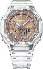Casio G-Shock GA2100BM-7A5 - Reloj octagonal de resina translúcida con esfera de oro rosa