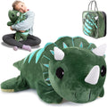 ODOXIA - Animal de peluche con peso para niños, 5.1 lbs, calmante y reconfortante, dinosaurio de felpa con peso, incluye bolsa de transporte, peluche sensorial de animales