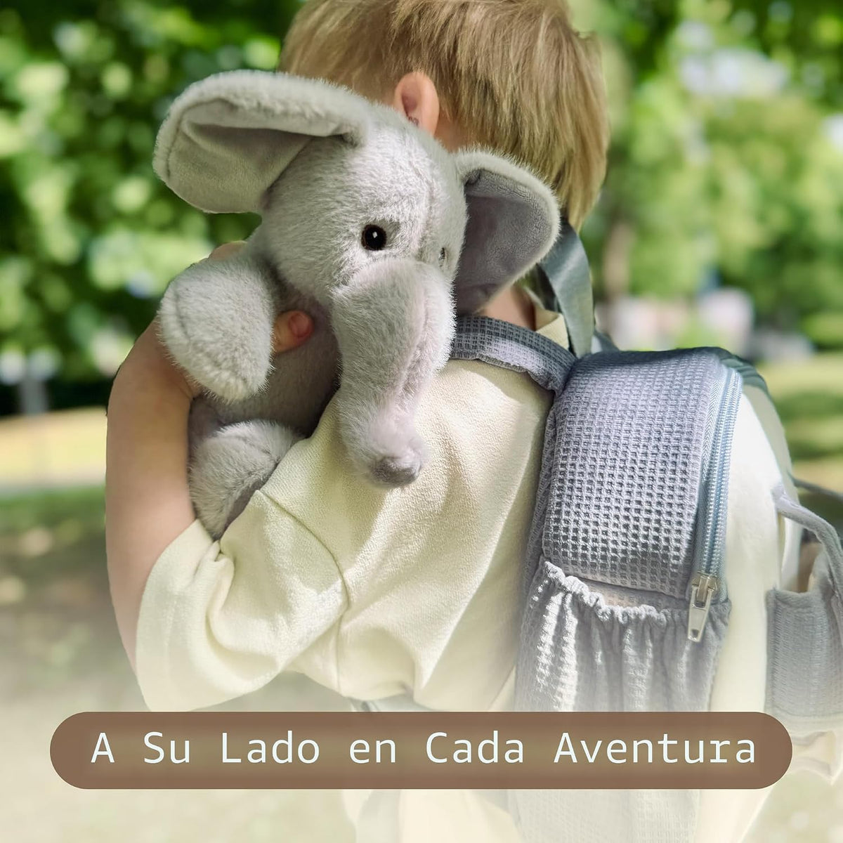 Moonkie Hug & Go™ Mochila de elefante para niños pequeños, bolsa de felpa suave con juguete para llevar para niños de 2 a 4 años | Ideal para guardería, viajes y regalos de cumpleaños