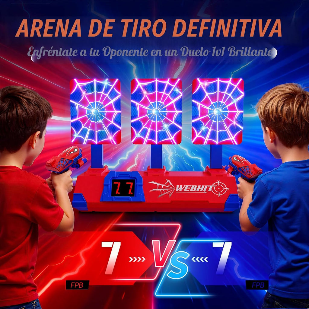 Juguetes de disparo para niños de 3 a 12 años, estilos de héroe con red y sonidos brillantes, puntuación LCD y reinicio automático de 3 objetivos, juegos familiares para interiores y exteriores, regalos de cumpleaños para niños, juguetes de 3, 4, 5, 6, 7,