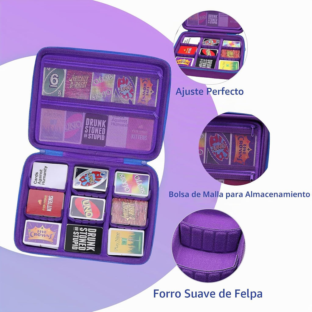 XANAD Estuche para Juego de Cartas Cabe 3000+ Cartas, Se Adapta para Cartas Deportivas de Béisbol/UNO/Cartas de Juego Contra la Humanidad y Todas las Otras Expansiones de Juegos de Cartas (Morado)