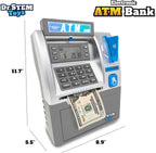 Caja de ahorros de cajero automático para niños – hucha electrónica con alimentador de billetes, contador de monedas y LCD – juguete educativo STEM para niños de 5 a 12 años